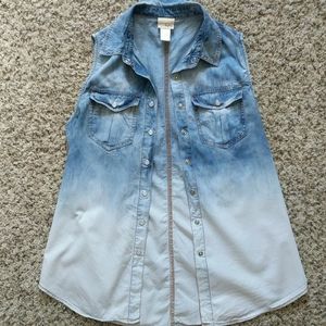 Ombre blue and white cotton "denim" vest, DAYTRIP